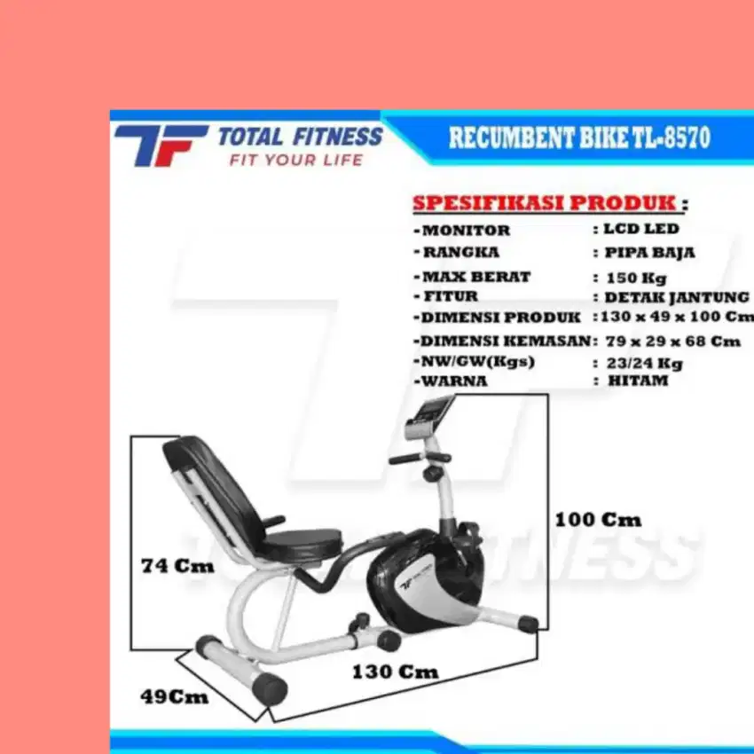 Sepeda statis recumbent TL-8570 alat olahraga YFK-387