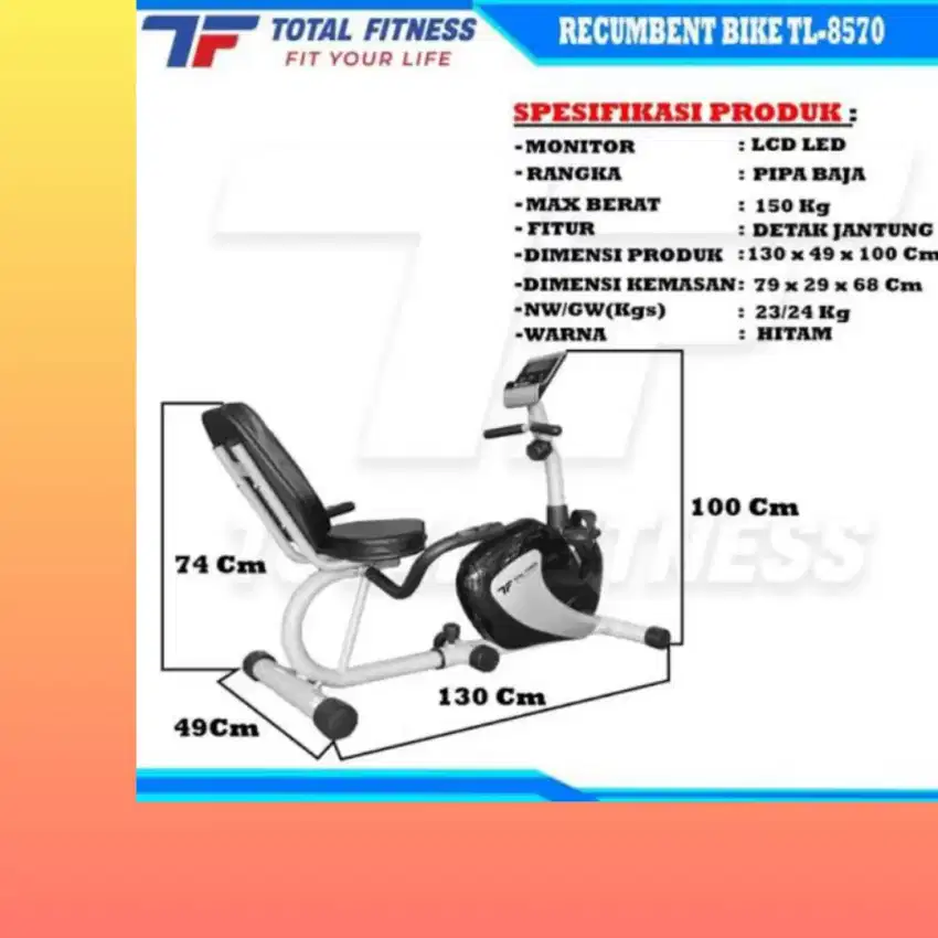 Sepeda statis recumbent TL-8570 alat olahraga YFK-387