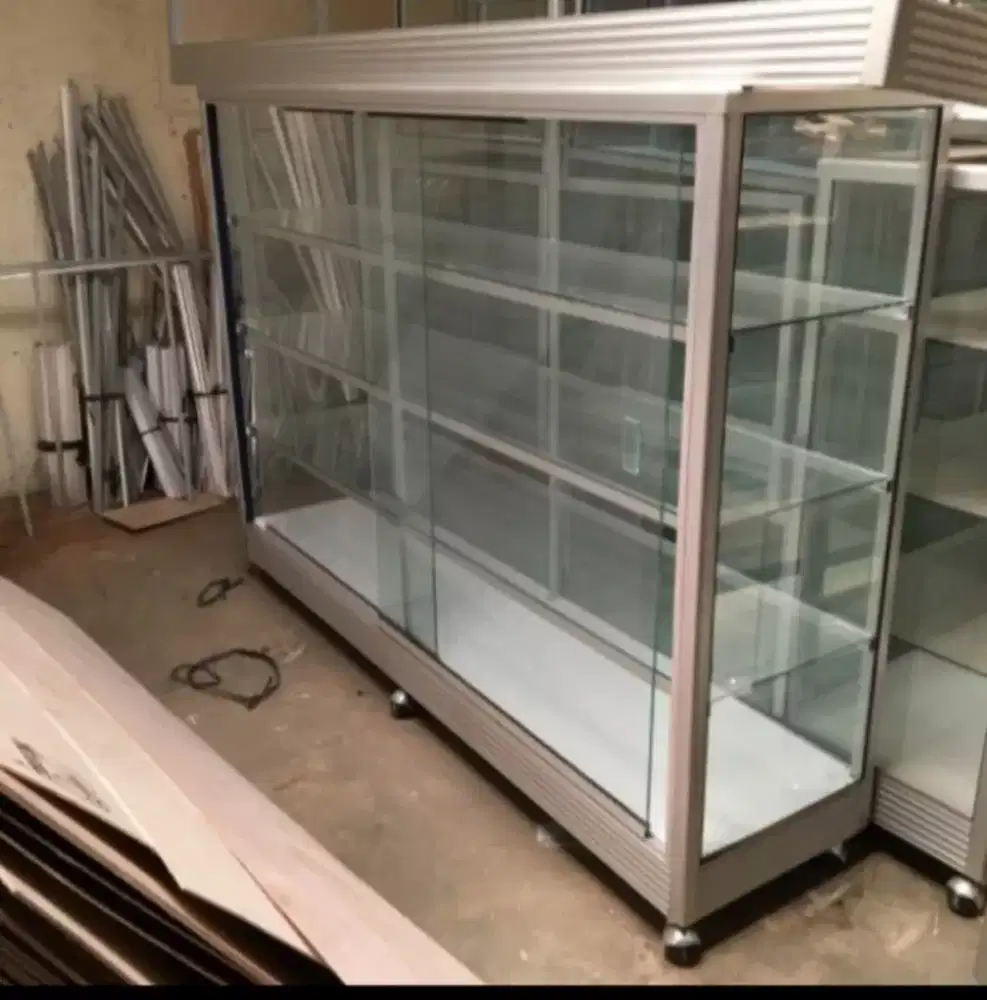 Etalase 150cm, Etalase Aluminium, Etalase Susun Beroda, Lemari Etalase