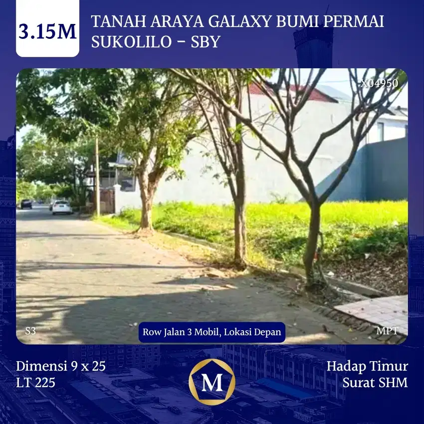 Tanah Araya Galaxy Bumi Permai Sukolilo Surabaya Timur Area Depan