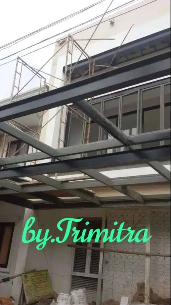 Kosntruksi  baja wf/ kanopi kaca TEMPRED/ partisi gypsum