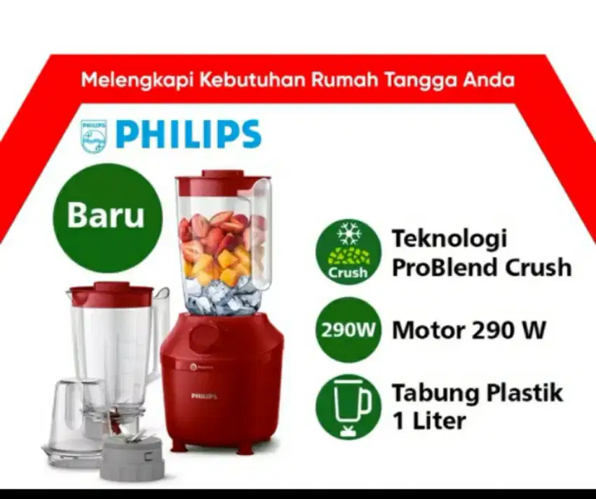 Blender Philips 1 Liter Plastik / Mika HR 2042 Ready warna merah