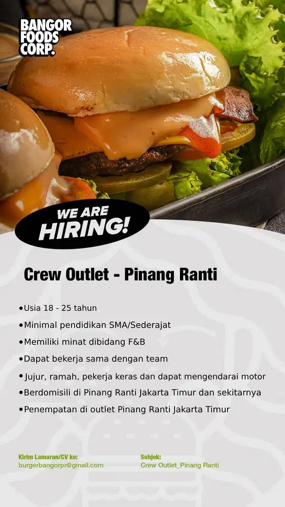Crew Outlet - Burger Bangor Pinang Ranti