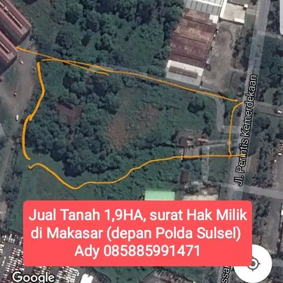 Dijual tanah 1,9HA di jl Perintis Kemerdekaan Makassar Sulsel