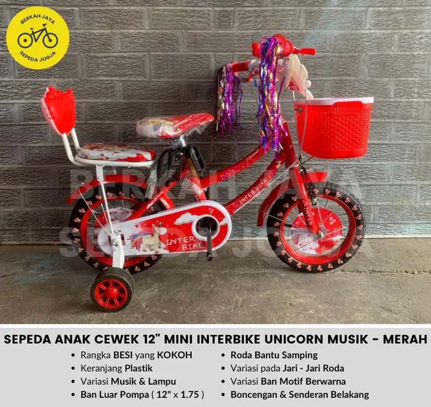 BARU Sepeda Anak Cewek 12” 16” inch Mini InterBike Musik Lampu MURAH