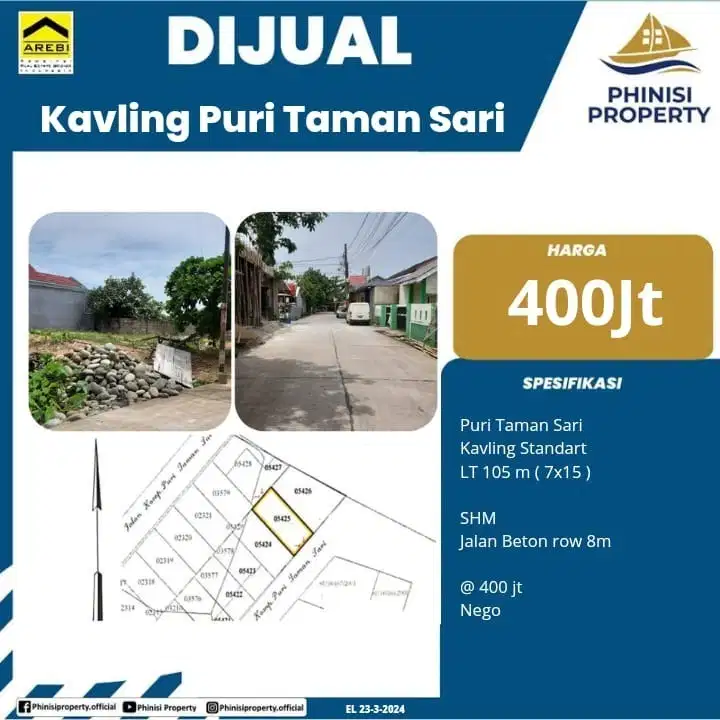 DIJUAL Tanah Kavling Murah di Puri Taman Sari Toddopuli