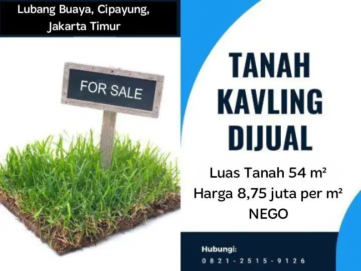 Dijual Kavling Tanah Murah Lubang Buaya Akses Mobil, Bebas Banjir, SHM