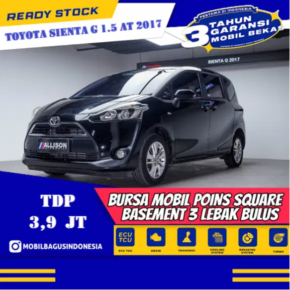 [Dp 3,9 Jt] Toyota Sienta 1.5 G MPV AT 2017 Hitam No Pol Ganjil