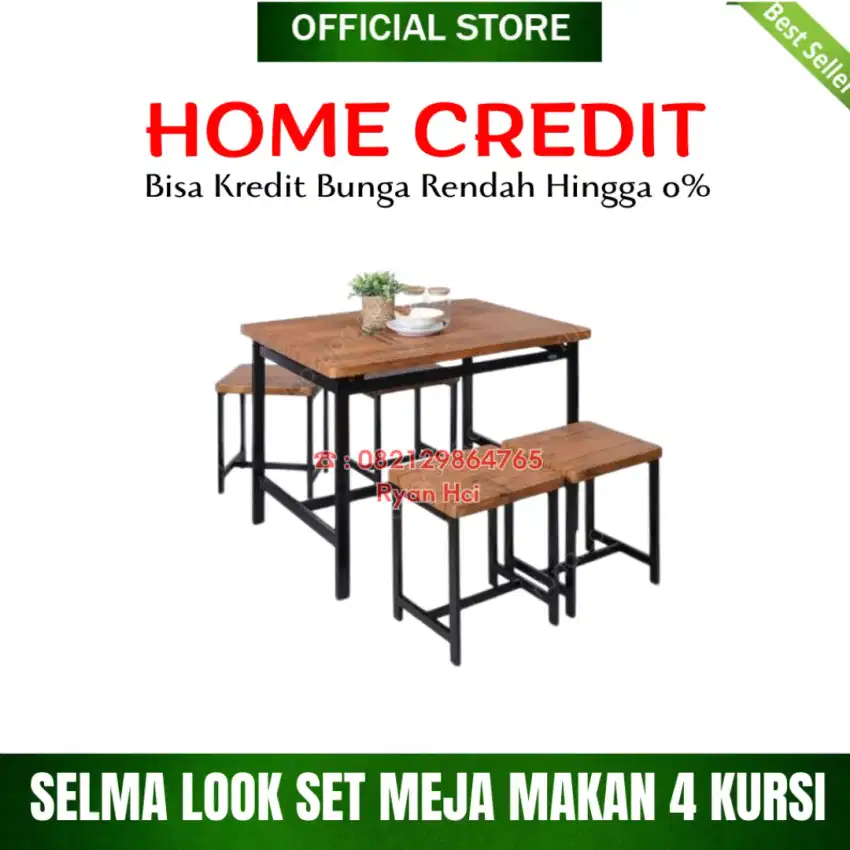 SELMA LOOK SET MEJA MAKAN 4 KURSI