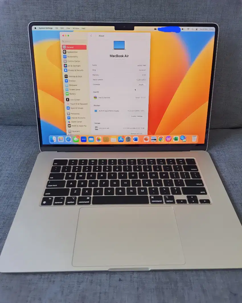 Macbook air M2 15 inch 8/256 Nego/TT