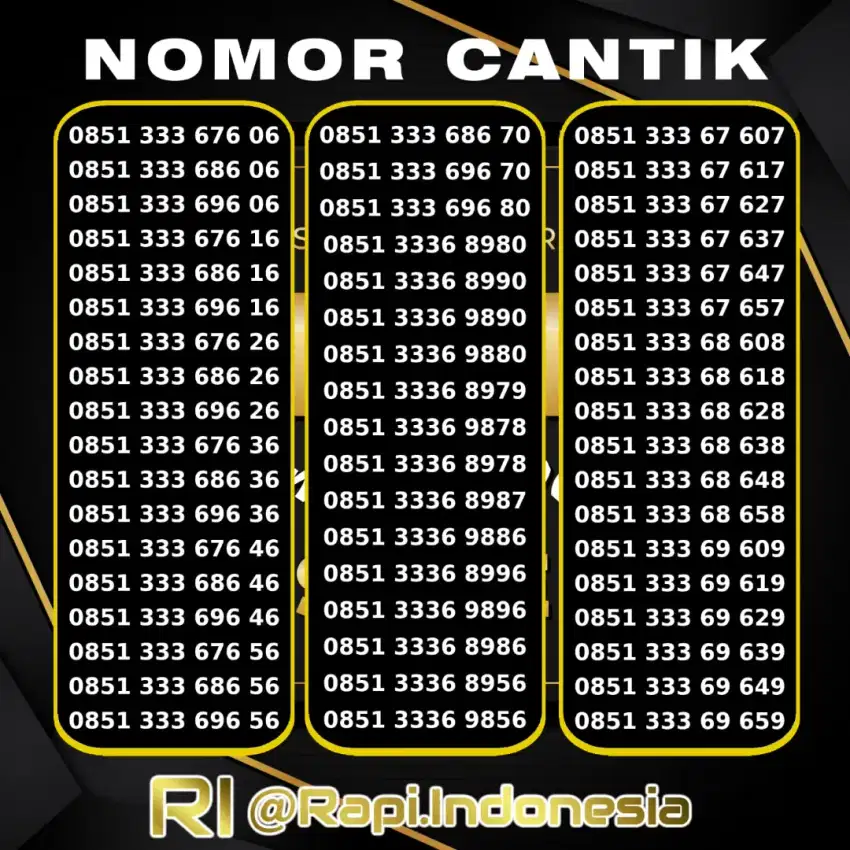 Perdana Nomor Cantik  Triple 333 by.U Kartu Tanpa Masa Aktif