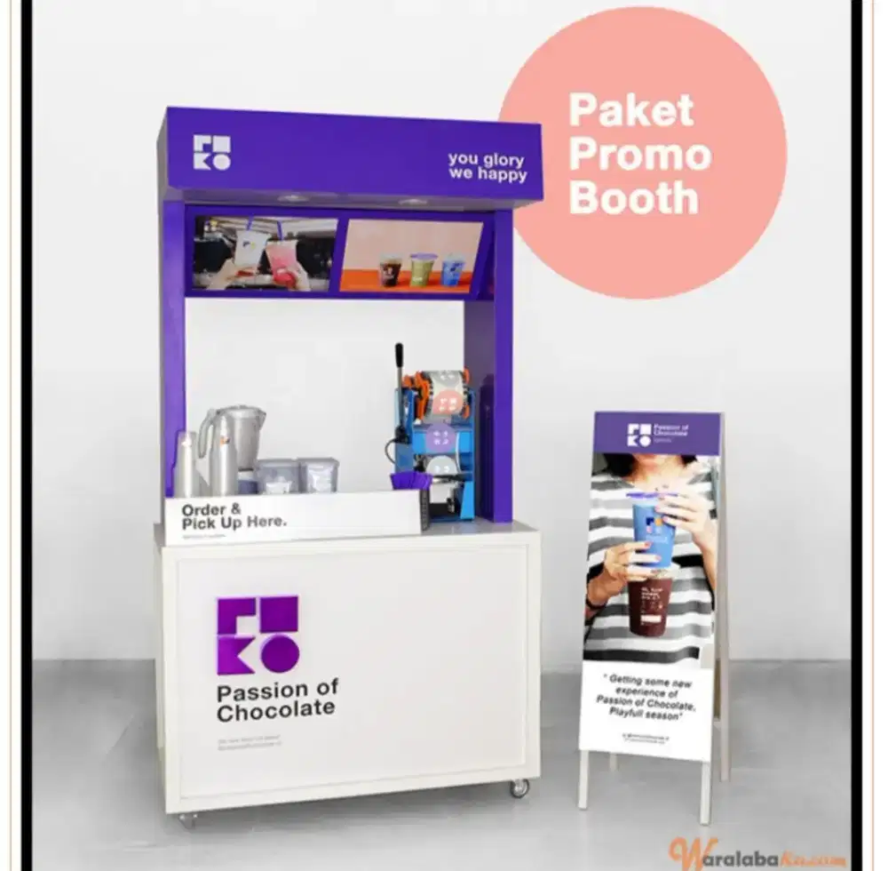 1set meja booth papan counter utk jualan