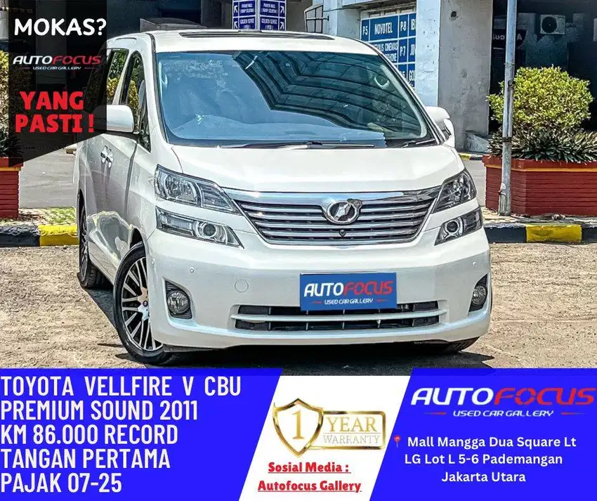 Toyota Vellfire 2.4 V AT CBU Premium Sound Putih Metalik  NIK 2011