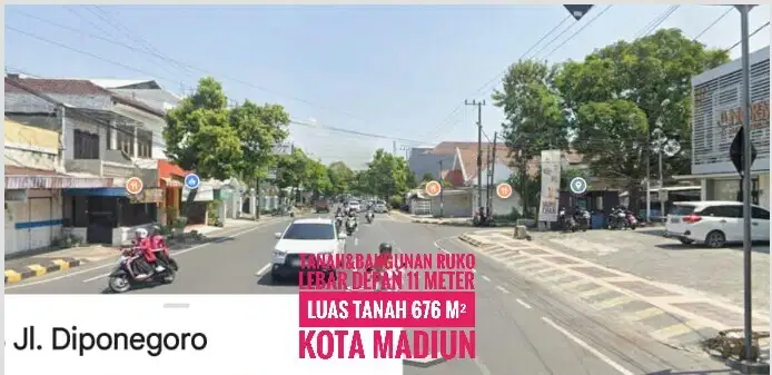 DIJUAL Tanah+Ruko, KOTA MADIUN Jl. Diponegoro, Strategis