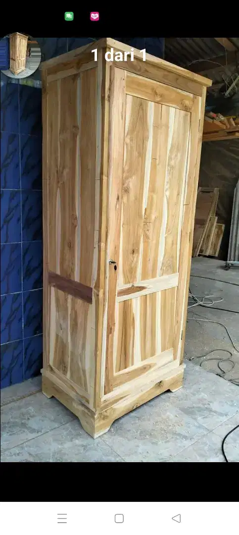 Lemari pintu satu kayu jati