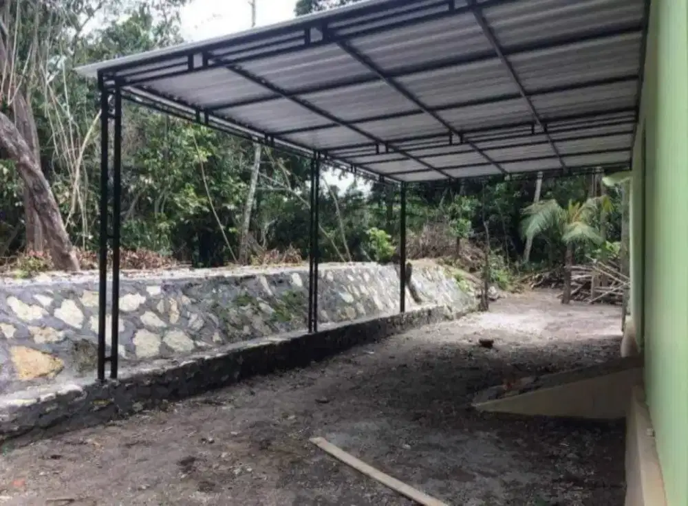 Kanopi minimalis atap galvalum rangka besi hollow galvanis