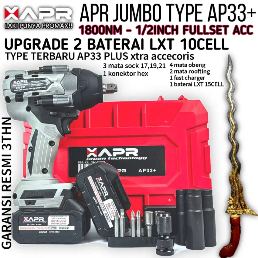 APR RAJA bor IMPACT WRENCH JUMBO AP33+ 1800nm 99vf 1/2inch fullset