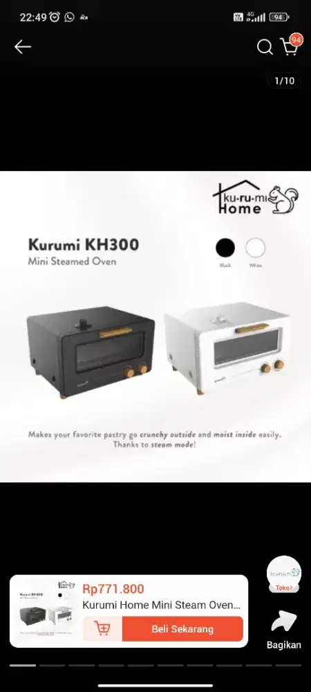 Kurumi Home Mini Steam Oven Toaster KH 300