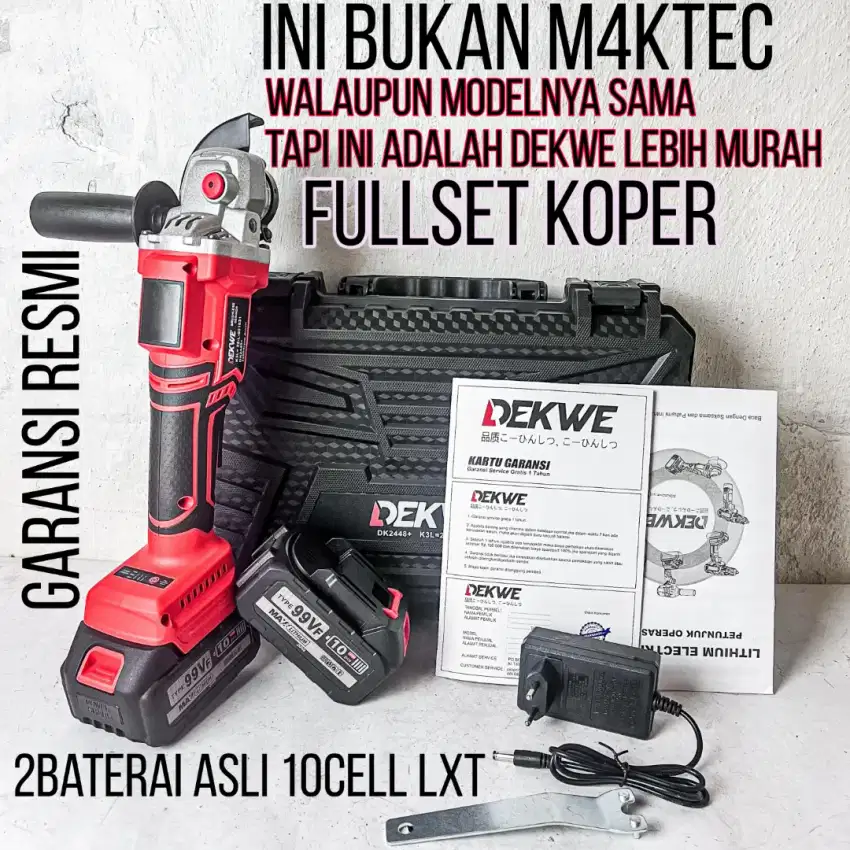 Gerinda baterai DEKWE DK2448 4inch 12000rpm brushless 2btre lxt  10sel