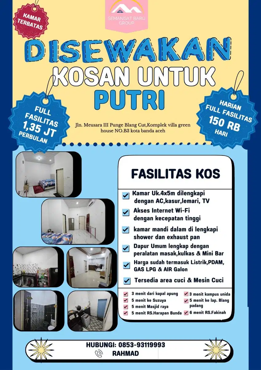 kost cewek / putri fasilitas lengkap