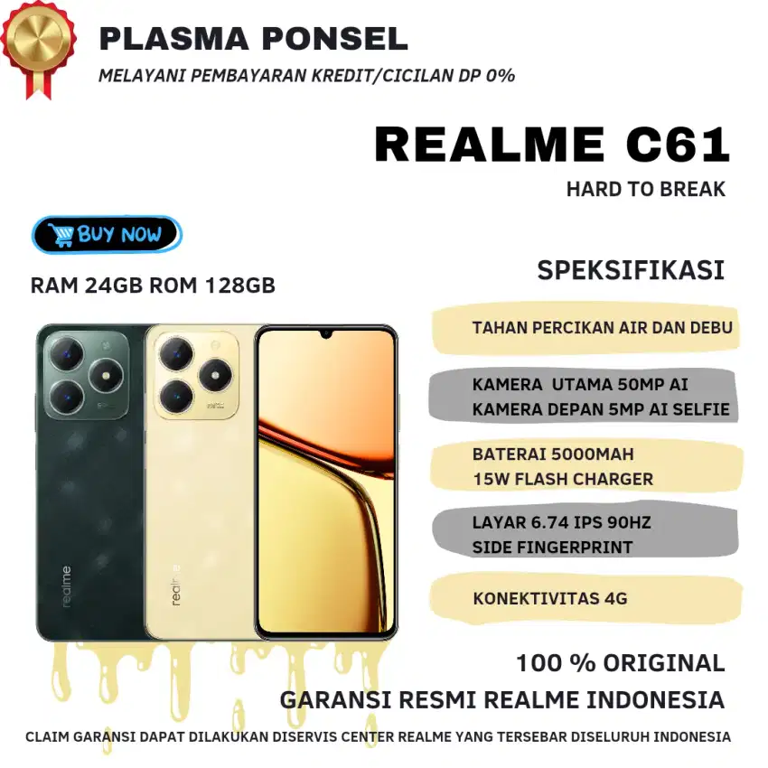 Realme C61Ram 16 GB  Rom 128 GB - Menanti mu!