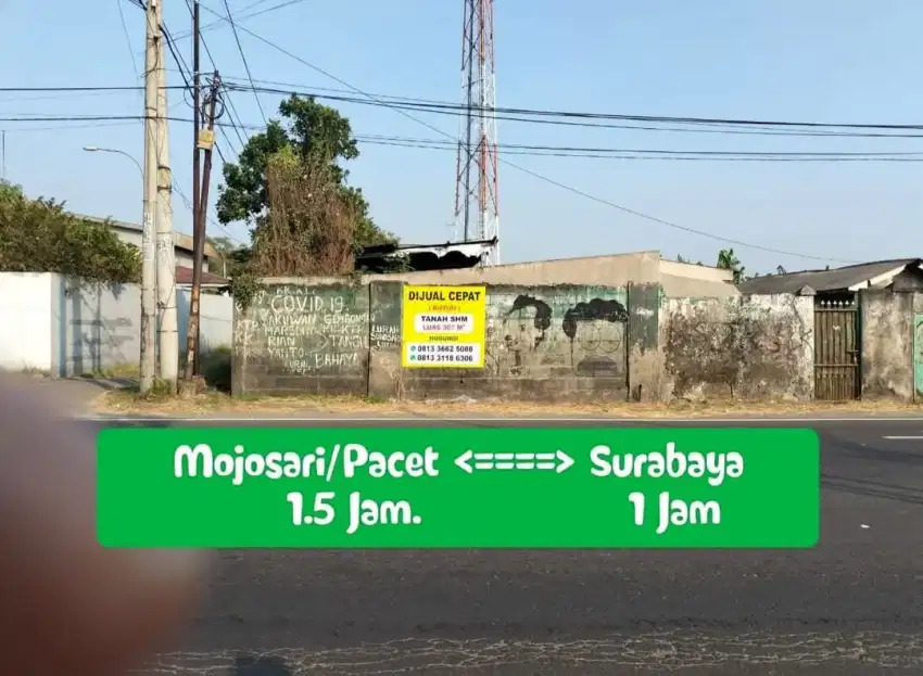 Di Jual Sebidang Tanah lokasi Jalan Raya Surabaya - Mojosari (Pacet)