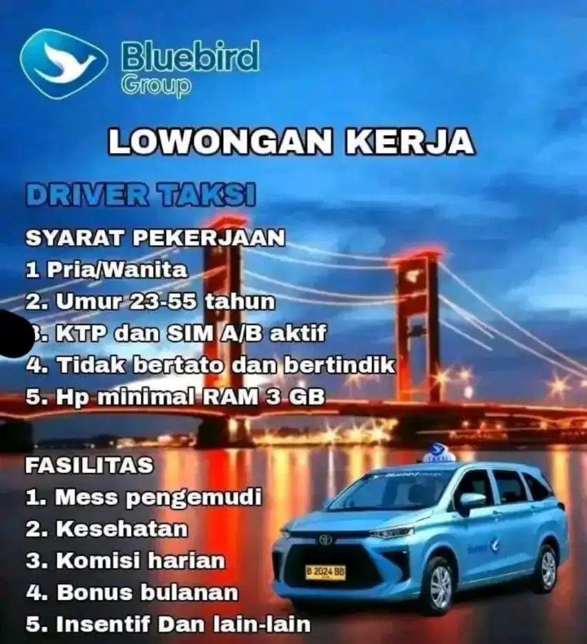 Lowongan Kerja Driver Taksi