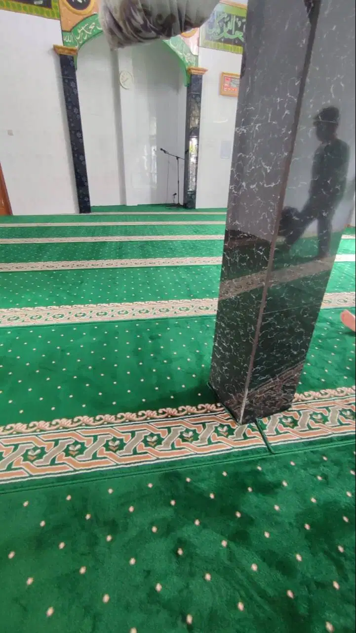 jual karpet masjid hijau bintik bahan lembut dan halus