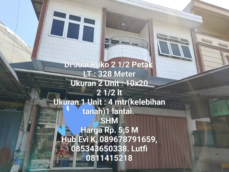 Dijual Ruko 2.5 lantai di Dg Tata Raya Makassar