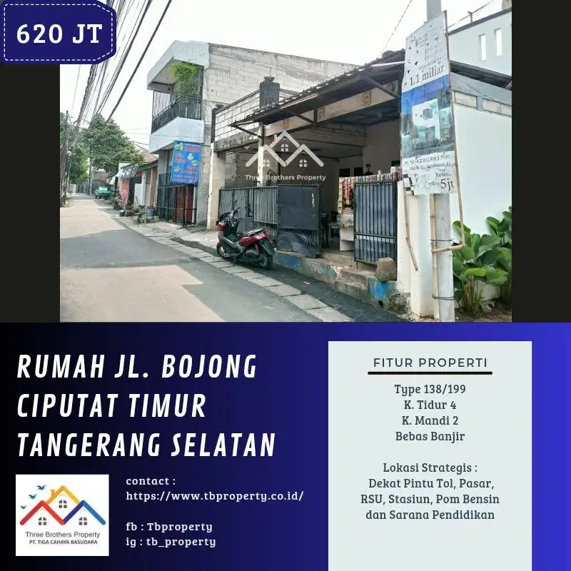 DIJUAL RUMAH DI JL. BOJONG CIPUTAT  TIMUR TANGERANG SELATAN -  CESSIE