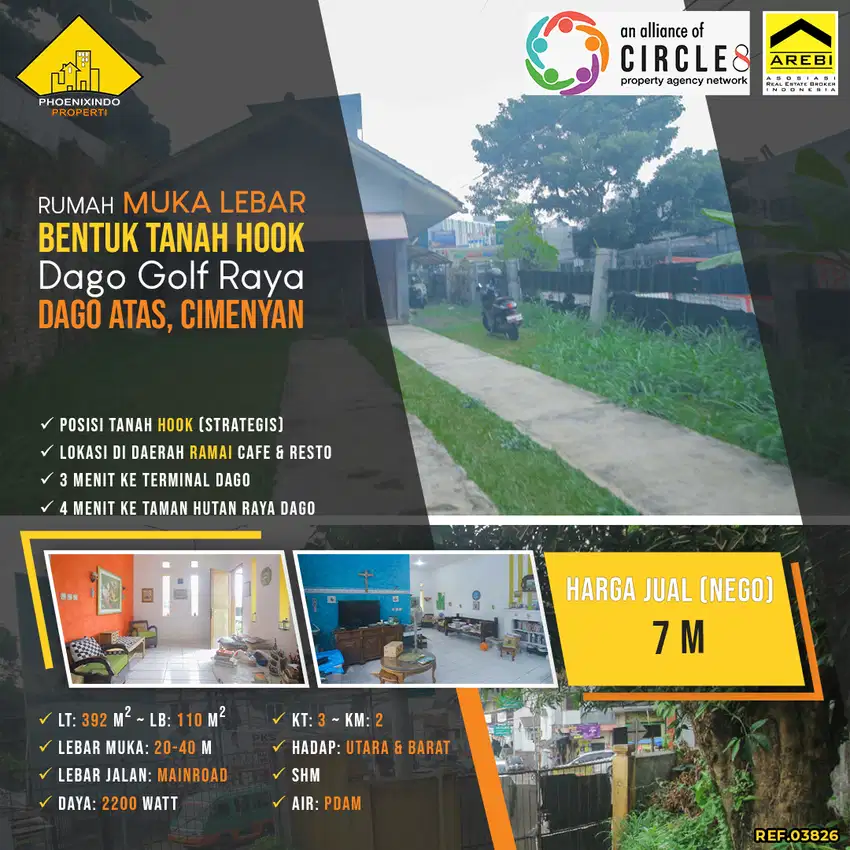 Rumah Muka Lebar Tanah Hook Dago Golf Raya, Dago Atas, Cimenyan