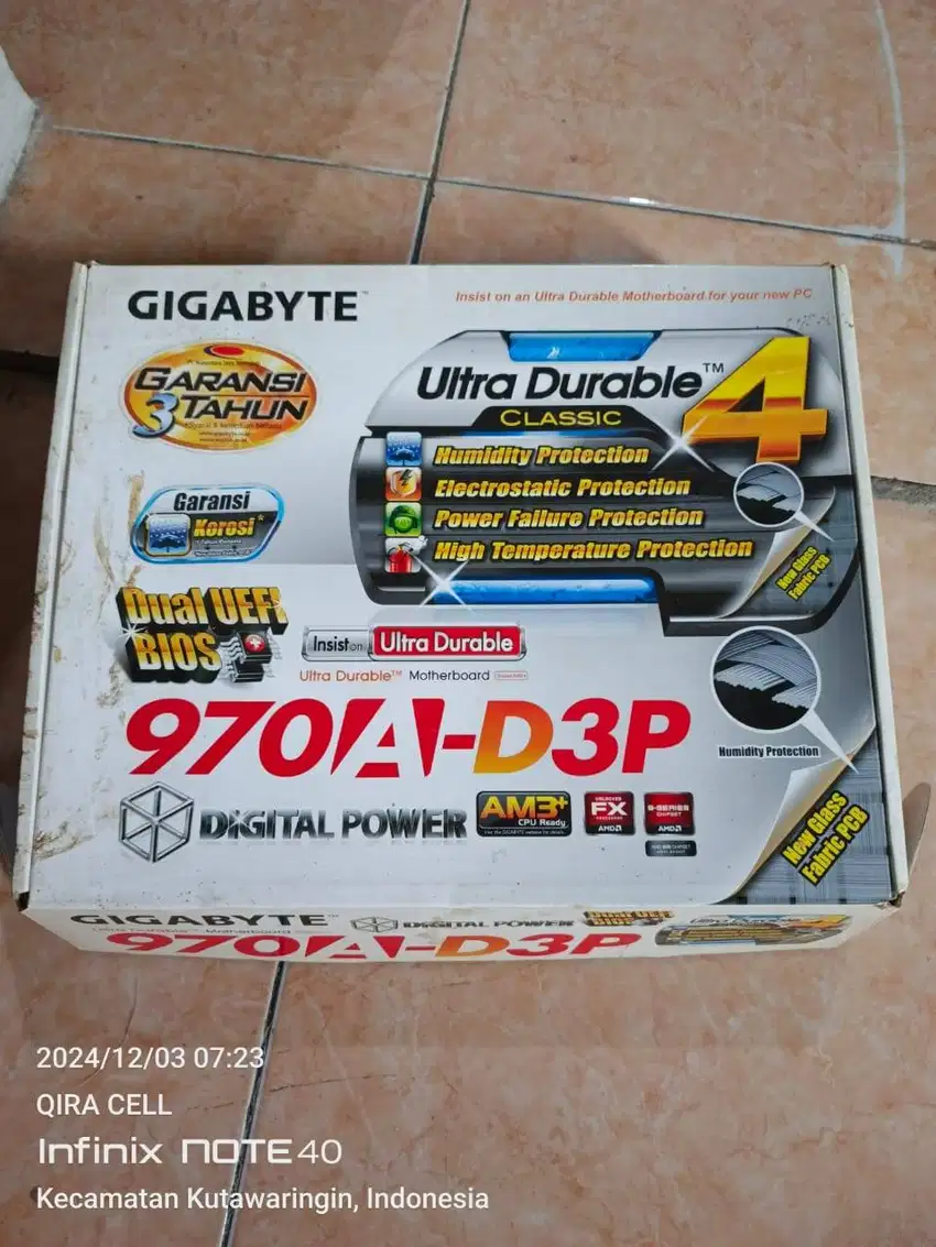 Paket Motherboard Gigabyte 970A-D3P AMD FX-6300 3.5-4.1Ghz Ram 6GB