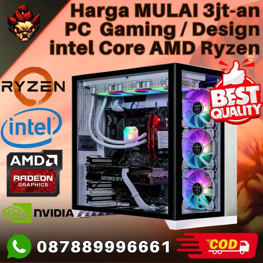 Mulai 3jt-an PC Gaming Design Mini Custom RAM SSD intel Core AMD ryzen