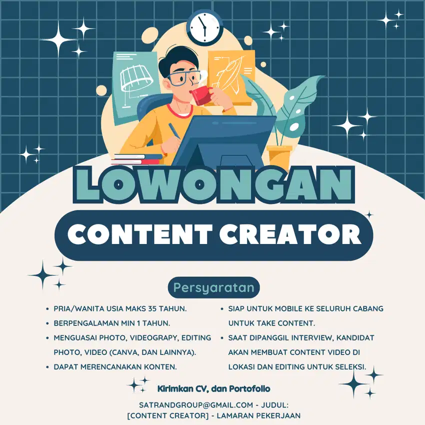 LOWONGAN PEKERJAAN CONTENT CREATOR - DIGITAL MARKETING