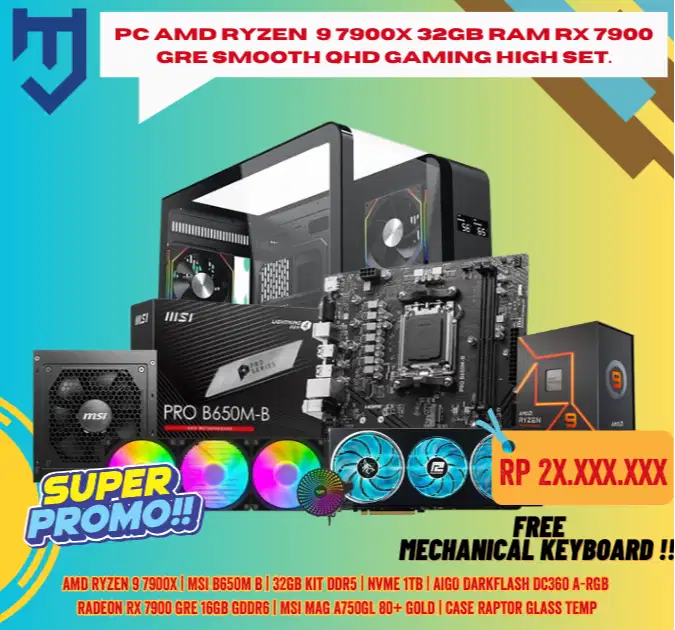 PC AMD Ryzen 9 7900X 32GB RAM RX 7900 GRE Smooth QHD Gaming High Set.