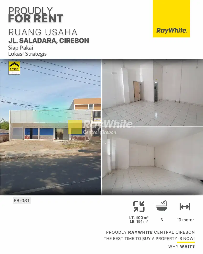 Disewakan Ruang Usaha Siap Pakai di Jl. Saladara, Perjuangan, Cirebon