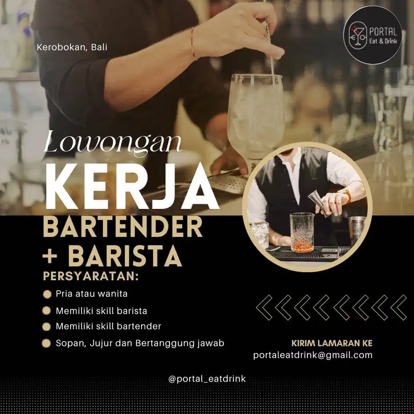 Dibutuhkan Segera Bartender sekaligus Barista Bali