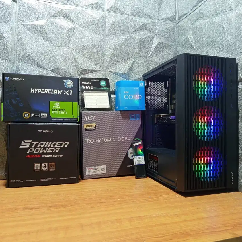 CPU Desain Gaming Intel Core i3 12100F RAM 16GB SSD 256GB GTX750Ti 4GB