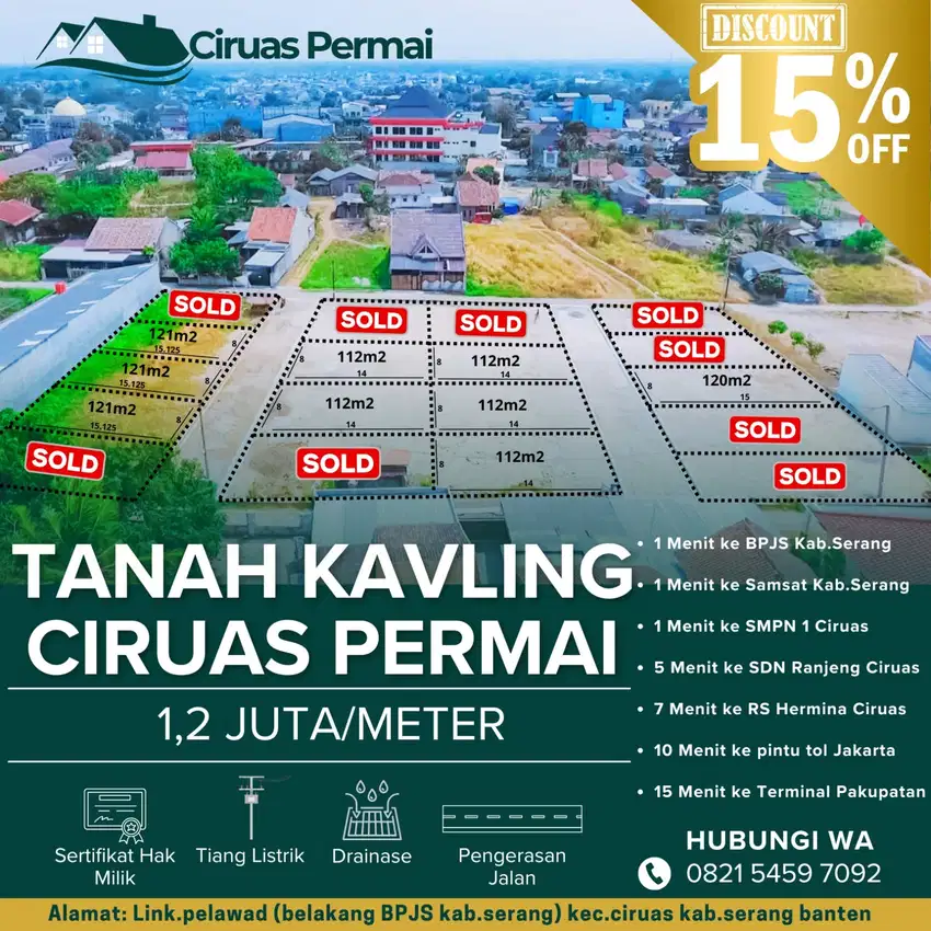 Tanah Kavling Ciruas Permai dekat Jalan Raya