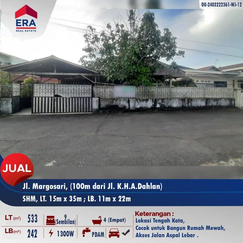 Dijual cepat sebidang tanah &  bangunan ditengah kota - Jl. Margosari