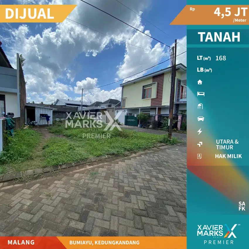 Dijual Tanah Hook Dekat Fasum di Bumiayu Kedungkandang Malang