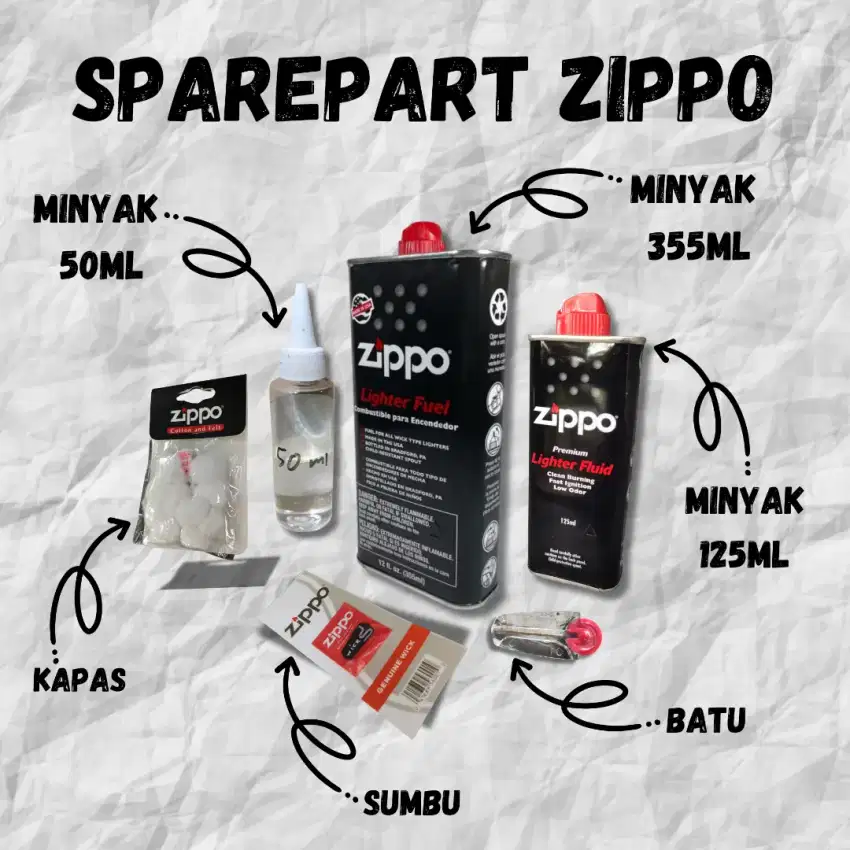 Kebutuhan Korek Api Zippo (Minyak, Sumbu,Batu,dan Kapas)