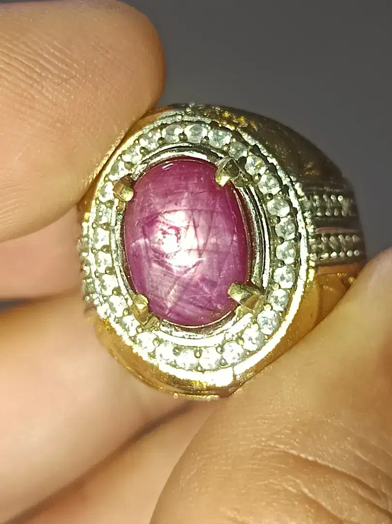 Batu Ruby Star tanzania 6.05 carat ring alpaka memo IG LAB