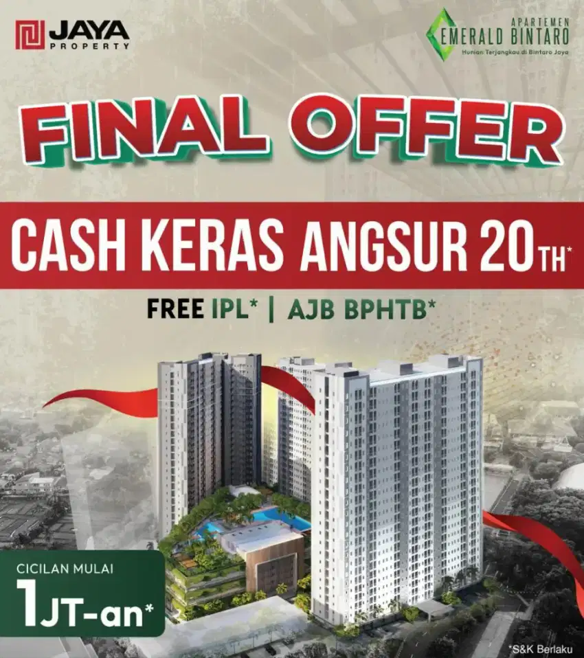 Dijual Apartemen Emerald Bintaro  Dapatkan Harga Spesial!