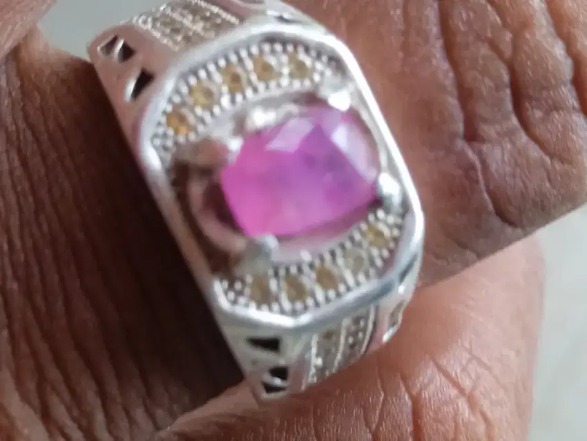 Cincin perak Ruby Birma berlian baru