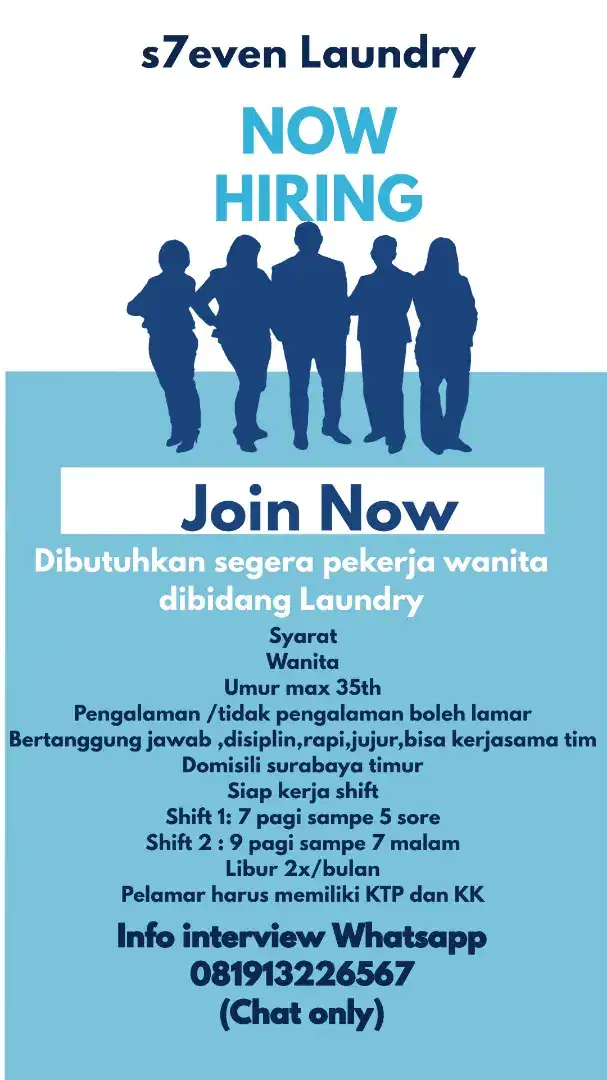 Lowongan wanita dan kurir laundry