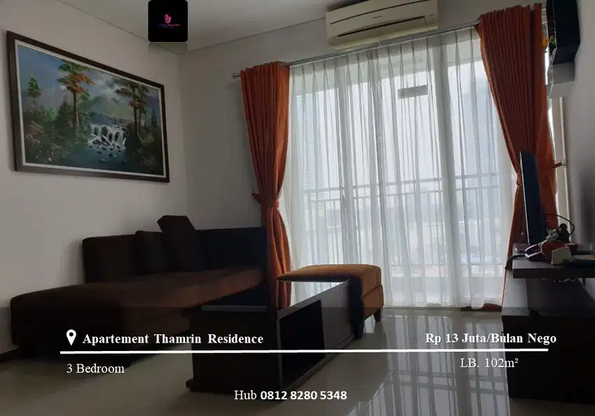 Disewakan Apartement Thamrin Residence Low Floor 3BR Furnished View GI