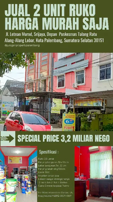 jual cepat 2 ruko di jln letnan murod