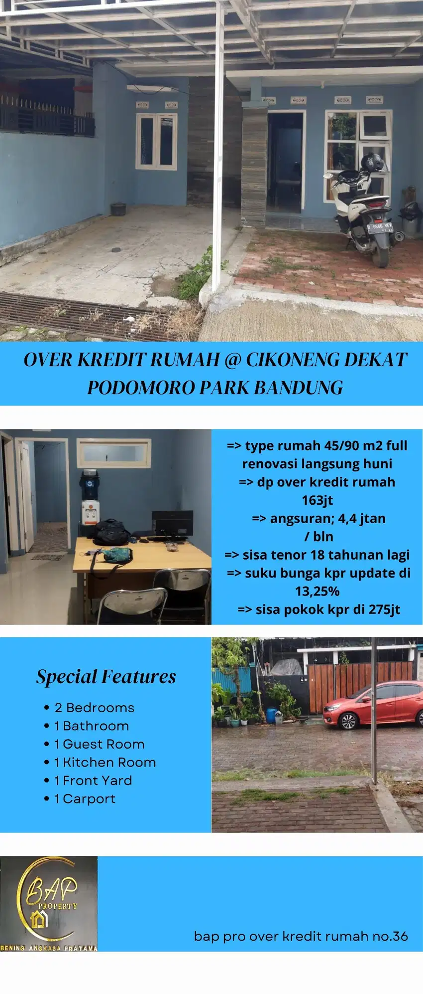 OVER KREDIT RUMAH   CIKONENG TERMURAH DAN PALING DEKAT KE PODOMORO