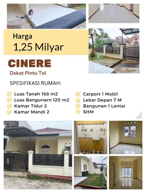 Jual Rumah Luas 168 m2 di griya Cinere jl elang Limo